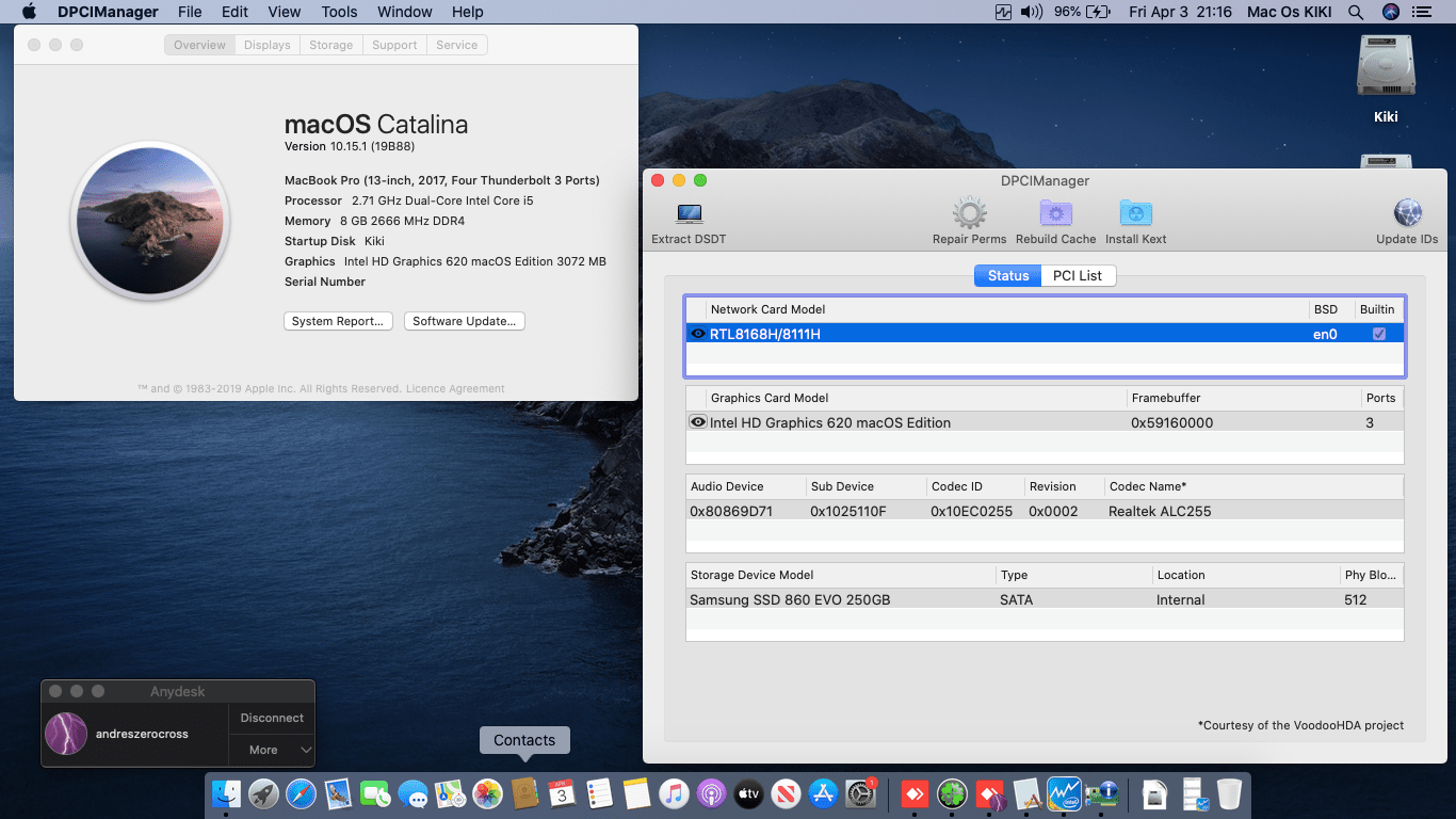 Success Hackintosh macOS Catalina 10.15.1 Build 19B88 at Acer Aspire E5-475G-59UG
